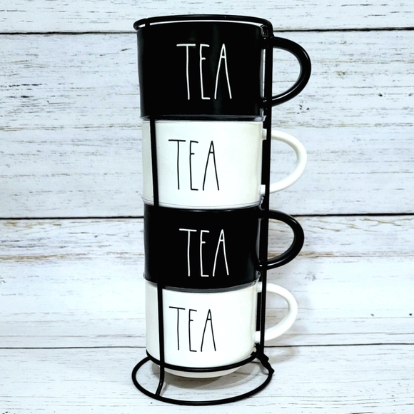 Rae Dunn Other - 💥 SALE 💥 Rae Dunn Tea Cup Stack Black & White